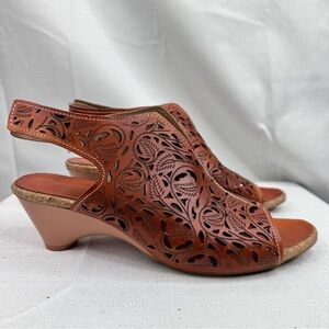 Retro handmade velcro leather sandals lasercut neutral bohemian casual resoled